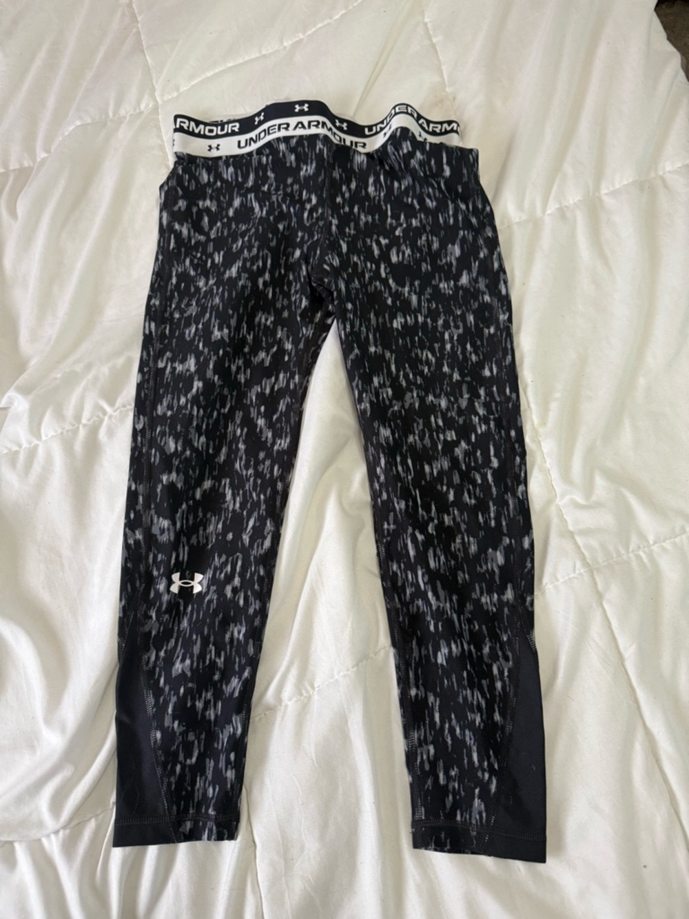 Under Armour Gray and Black Logo Waistband Leggings